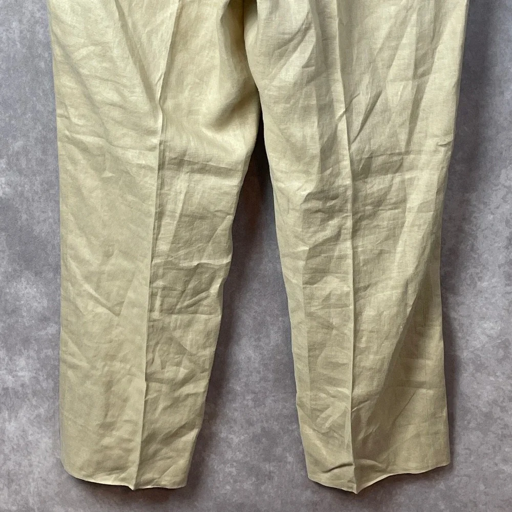 Calvin Klein Pants Mens Size 36 100%‎ Linen Beige Tan Flat Front Chino Trousers